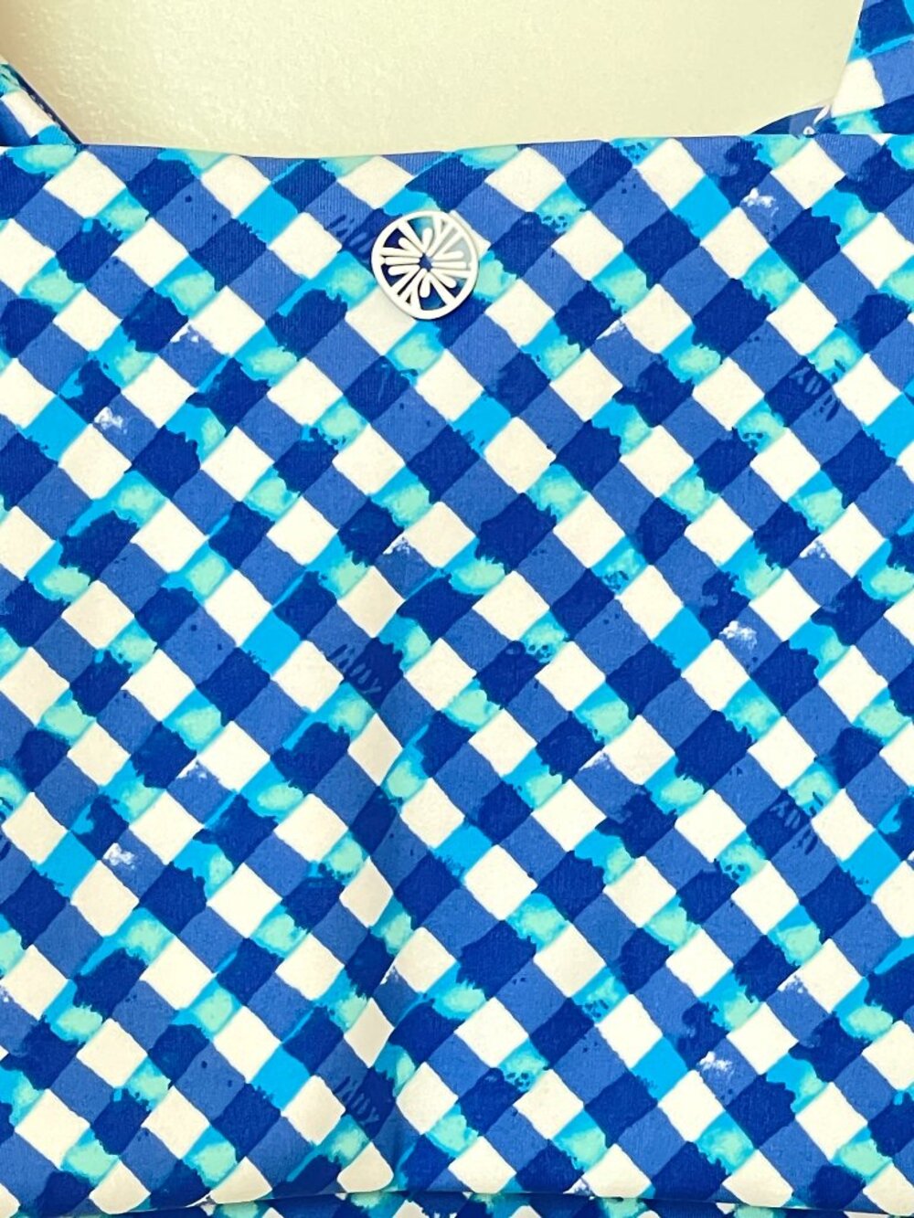 Lilly Pulitzer Luxletic Sports Bra Top Calusa Boca Blue Double Checking Medium - Picture 8 of 13